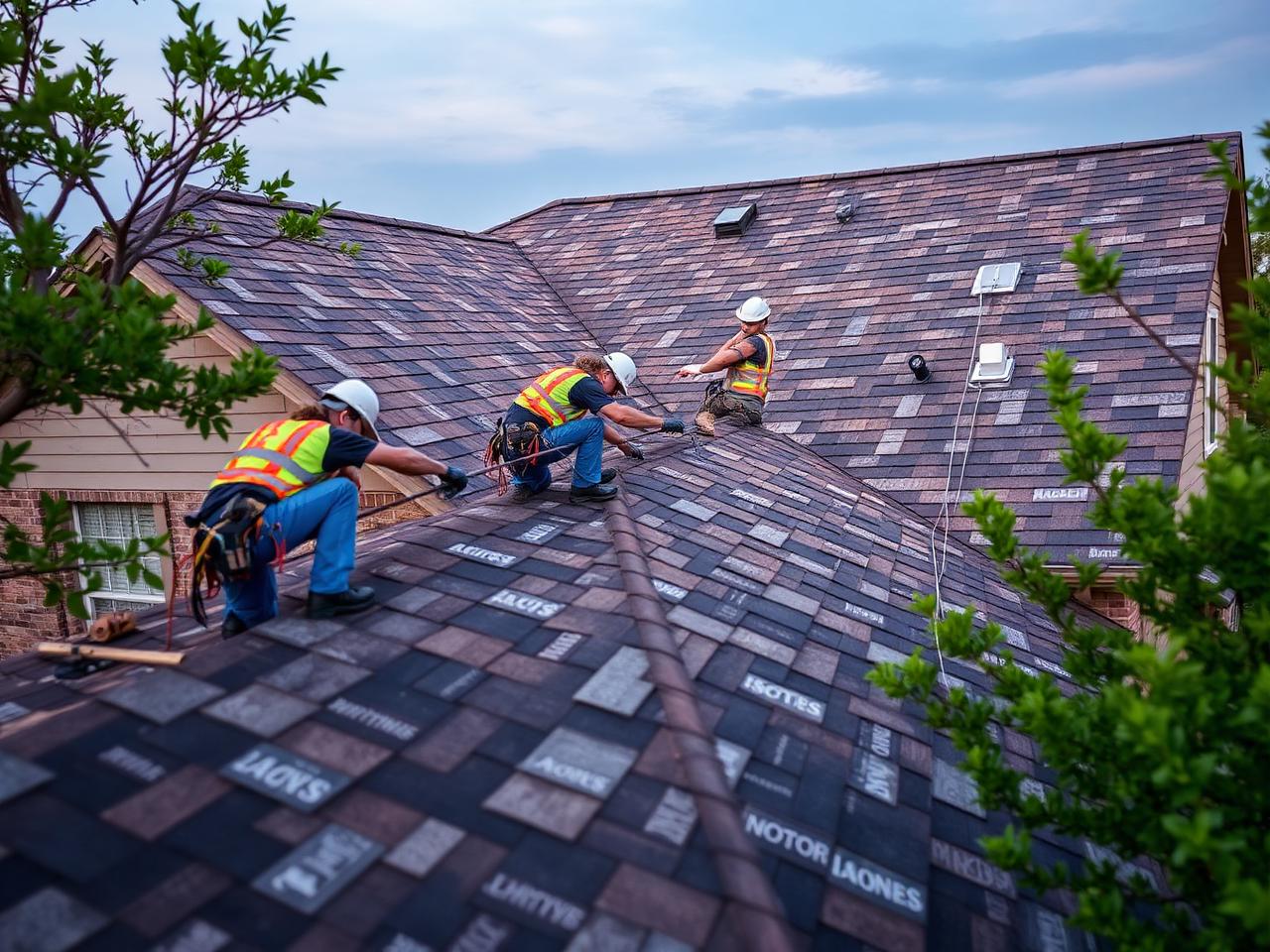 Licensed roofing crew working on Austin Texas home